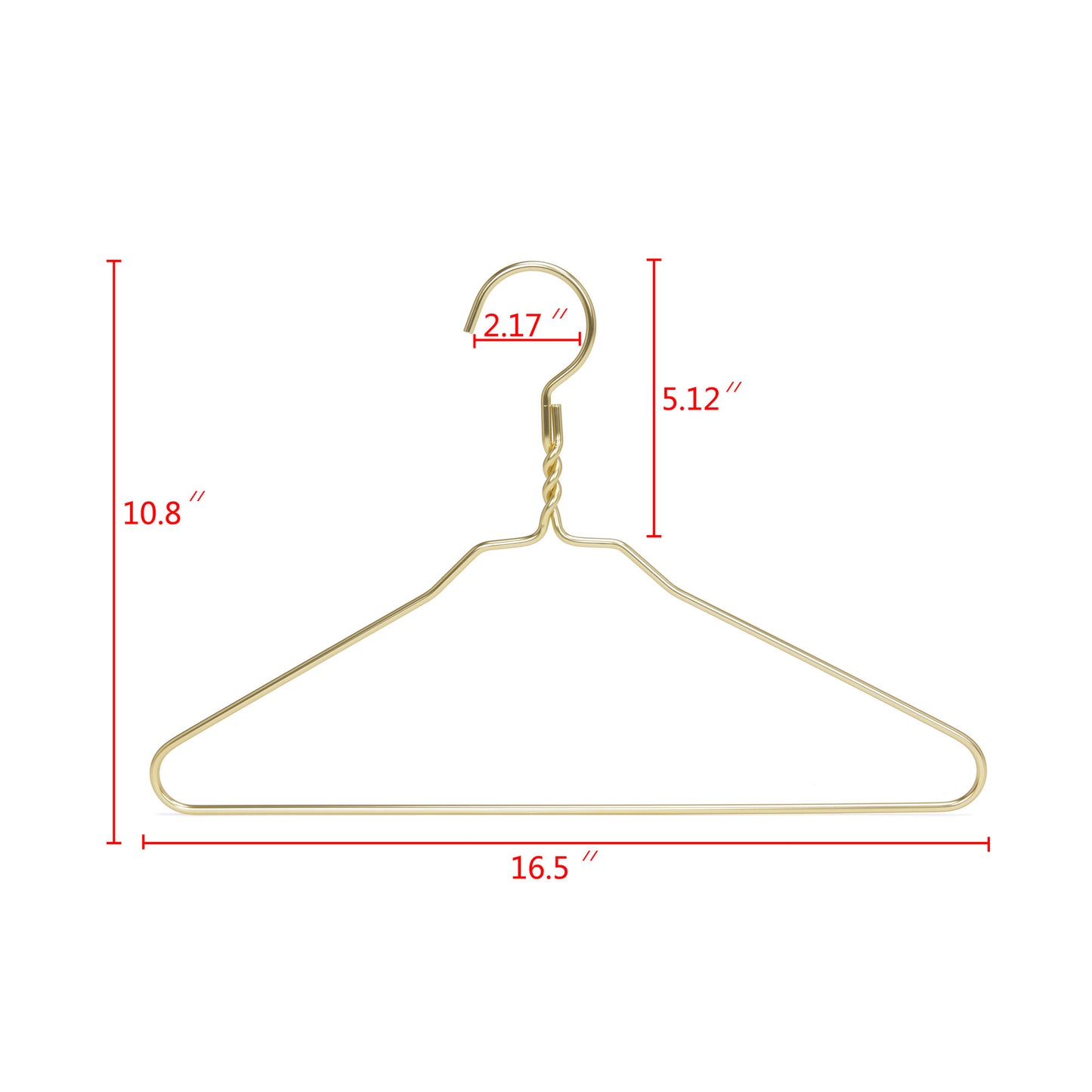AL20 - 16.5" Gold Aluminum Hangers for Coats Suits and Shirts - 100 Hangers