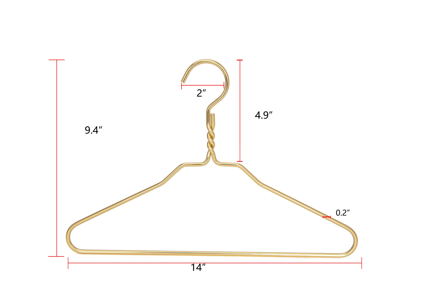 AL21 - 14" Junior size Gold Aluminum Suit Hangers -100 Hangers 