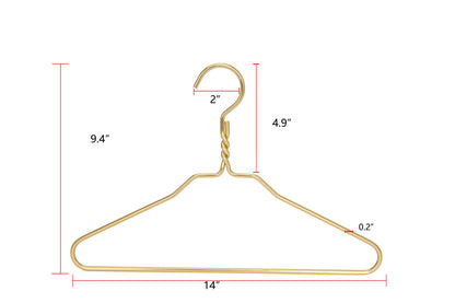 AL21 - 14" Junior size Gold Aluminum Suit Hangers -100 Hangers 