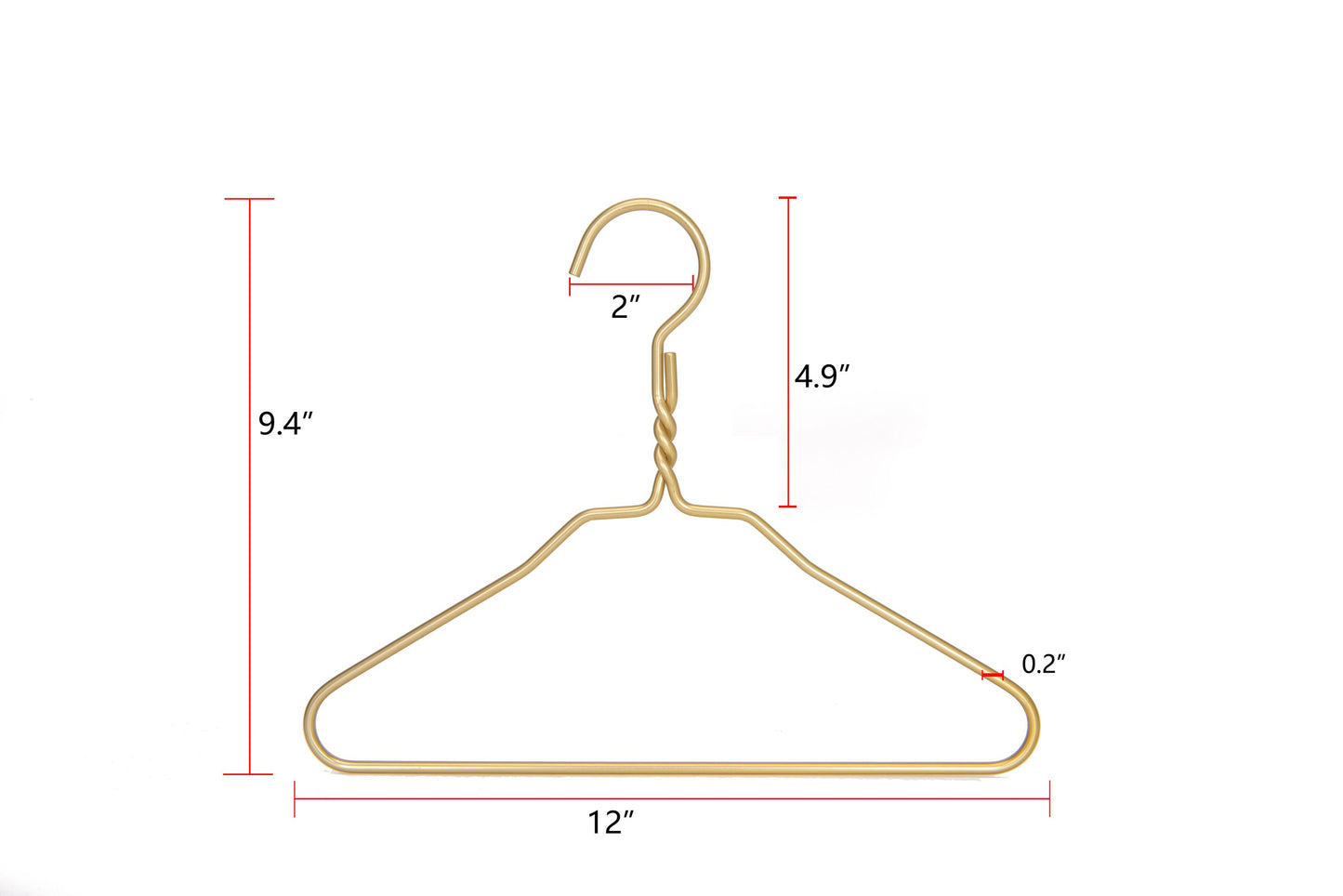 AL22 - 12" Kids size Gold Aluminum Suit Hangers -100 Hangers