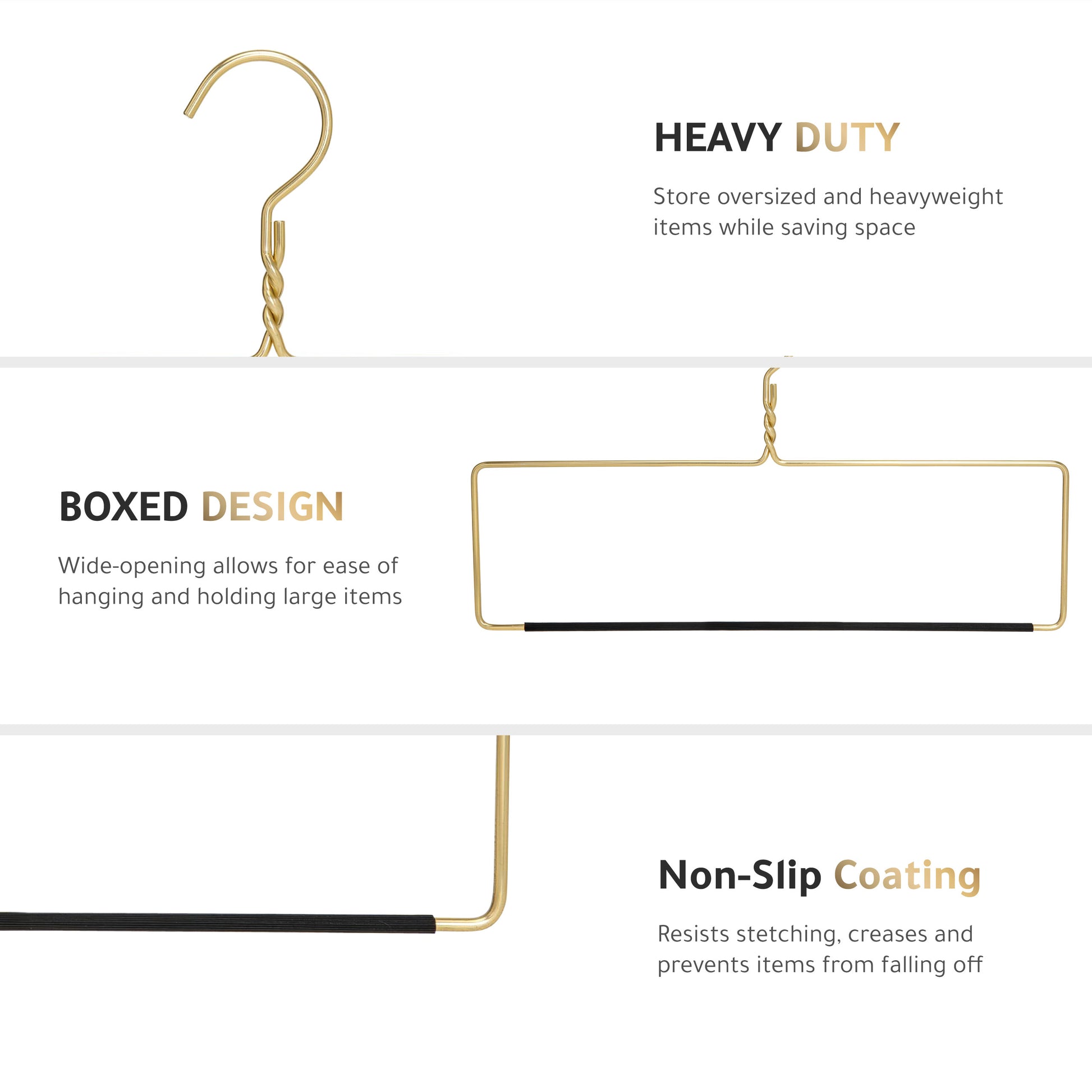 AL50 - 18" Gold Aluminum Blanket Table Cloth Hangers with Nonslip Vinyl Coated- 20 Hangers  (Retail Packed)