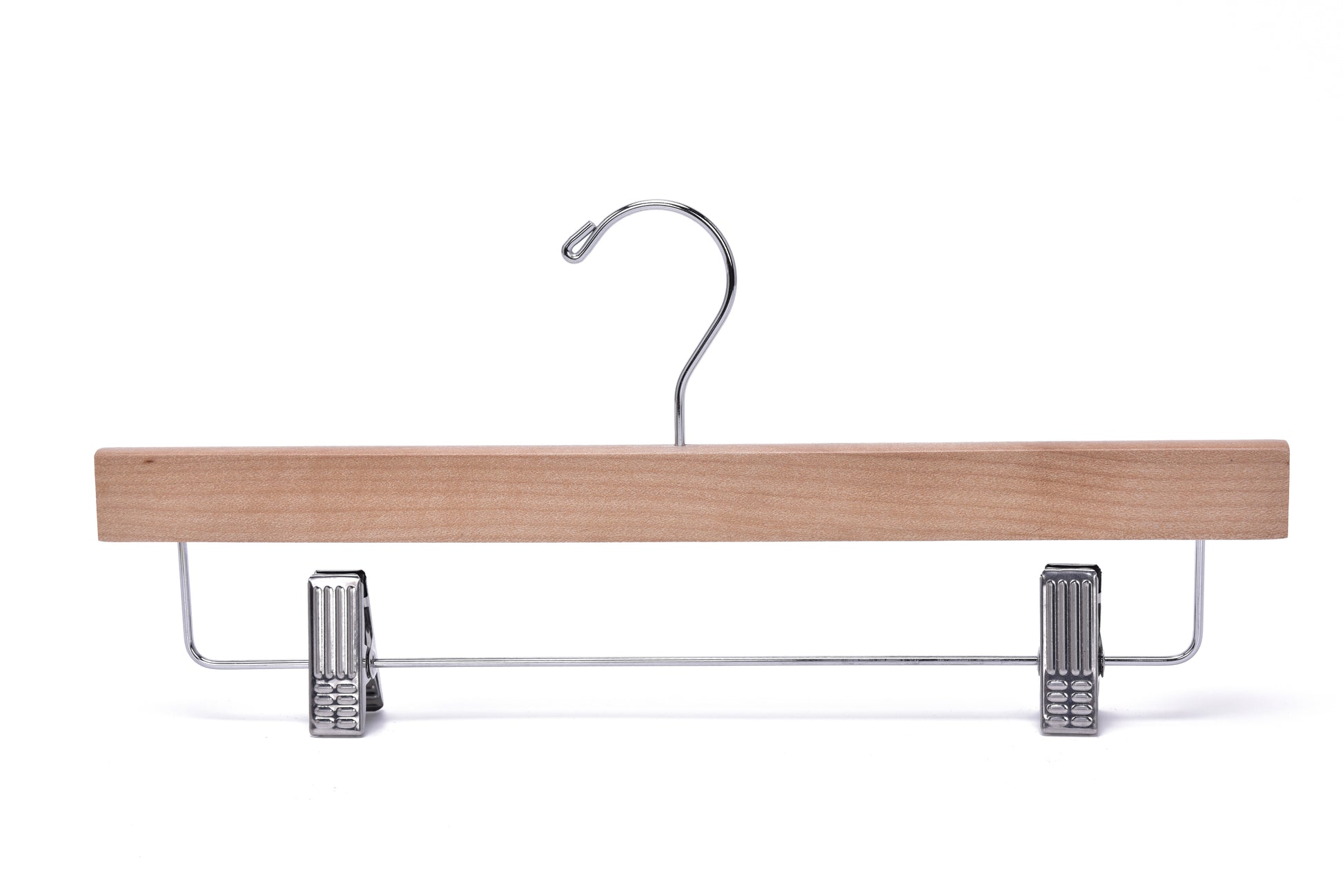 W033 -Wooden Straight Skirt Hanger -Natural/Chrome hook -100