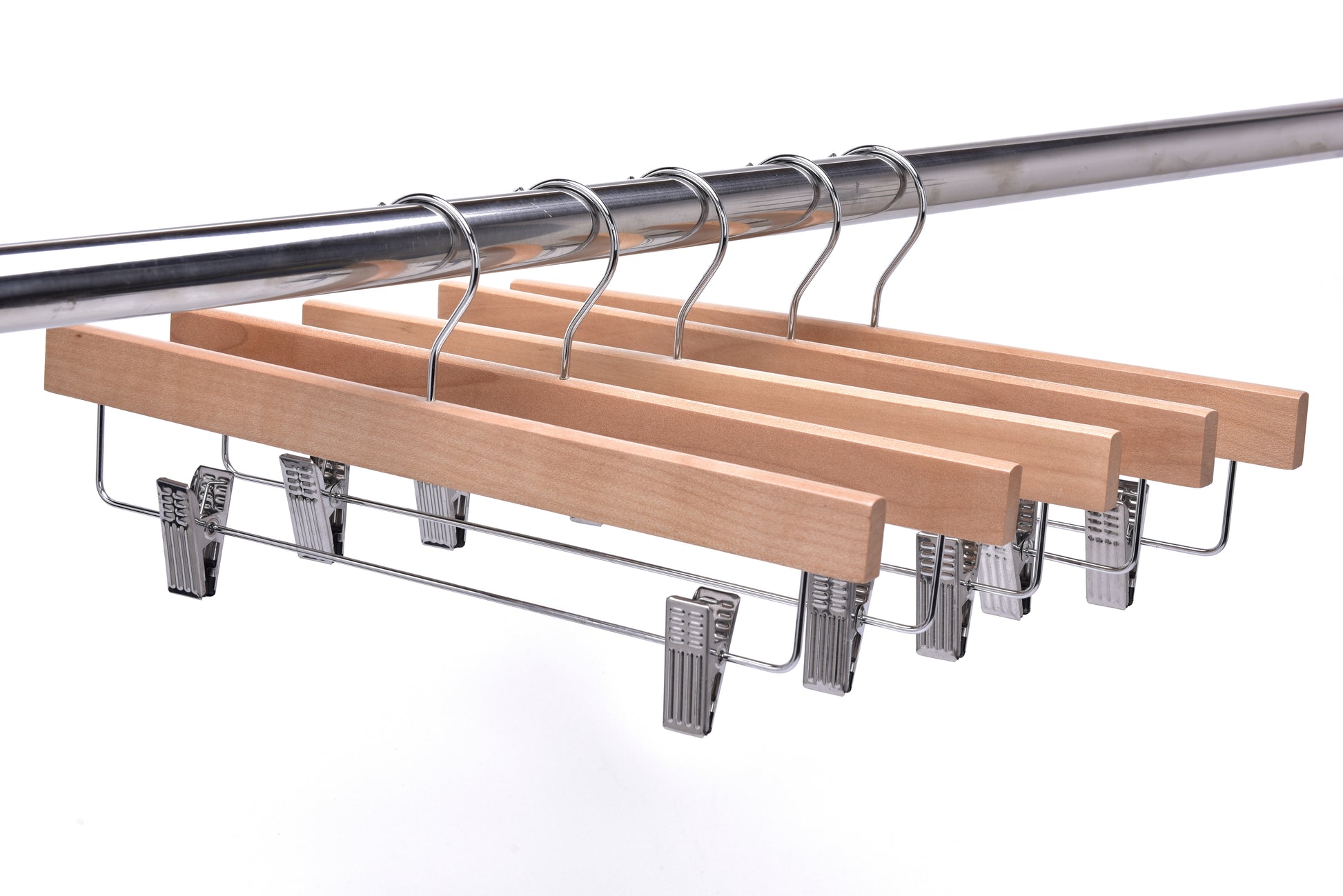 W033 -Wooden Straight Skirt Hanger -Natural/Chrome hook -100