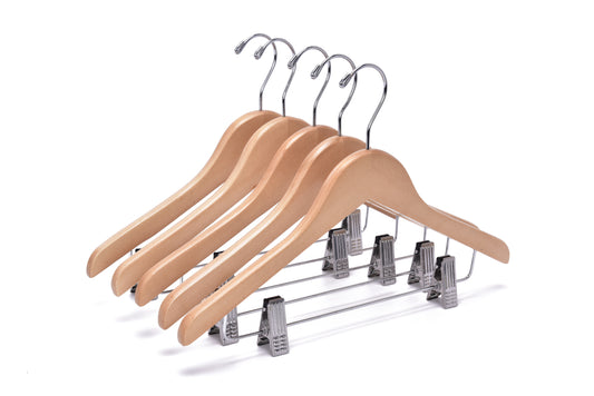 WK21 - 14.5" Kids Wooden Skirt Hanger - Natural - 100 Pcs