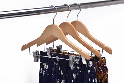 WK21 - 14.5" Kids Wooden Skirt Hanger - Natural - 100 Pcs