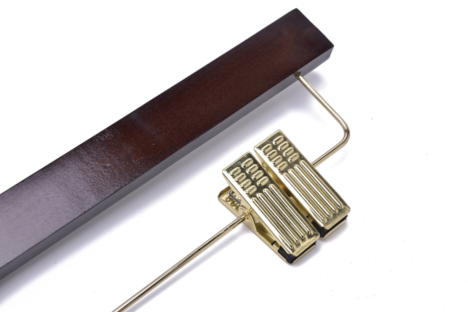 W013 - Wooden Straight Skirt Hangers -Walnut/Gold Hook - 100