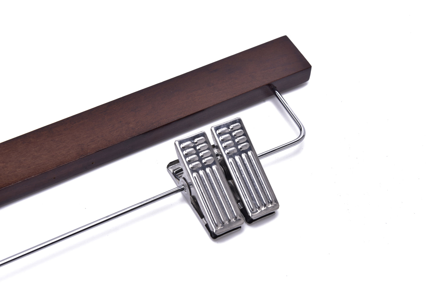 W023 - Wooden Straight Skirt Hangers-Walnut/Chrome Hook -100