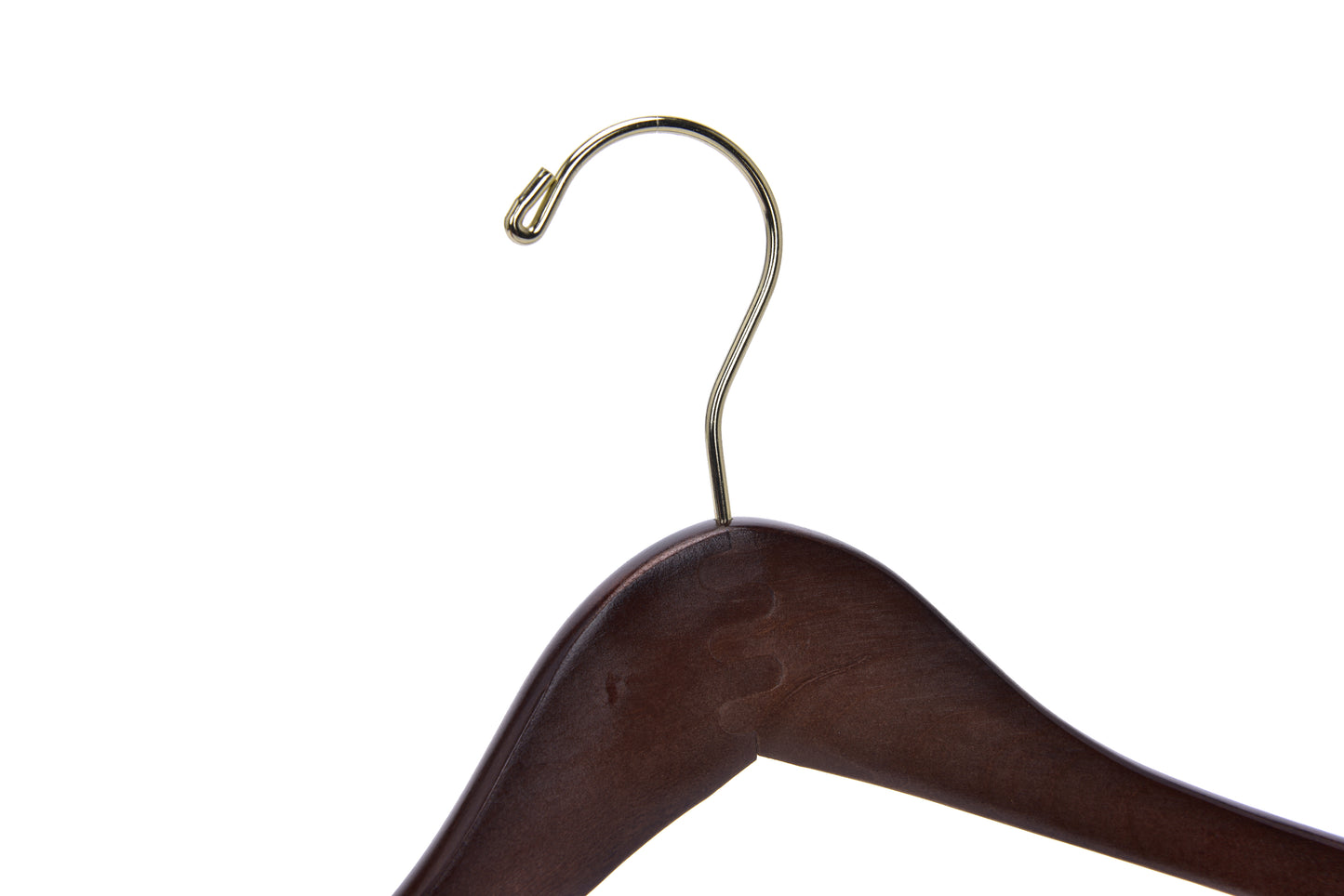 W015 - Curved Wooden Hanger 17" Walnut-Gold- 100 Hangers