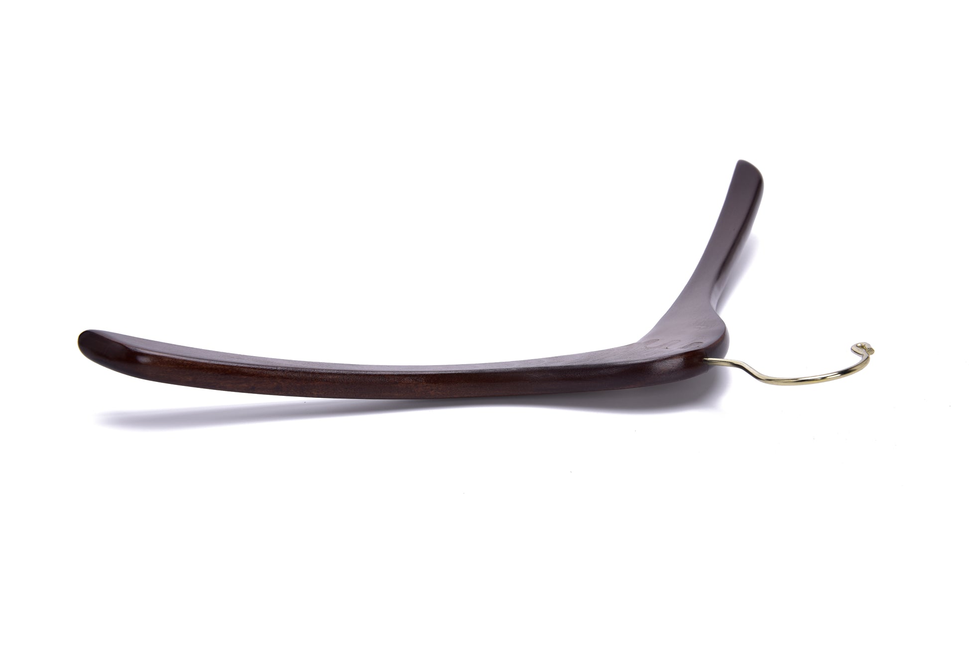W015 - Curved Wooden Hanger 17" Walnut-Gold- 100 Hangers
