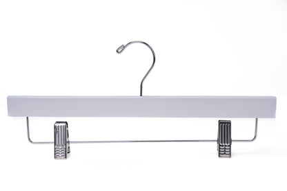 W043 - Wooden Straight Skirt Hangers, 14", White - 100