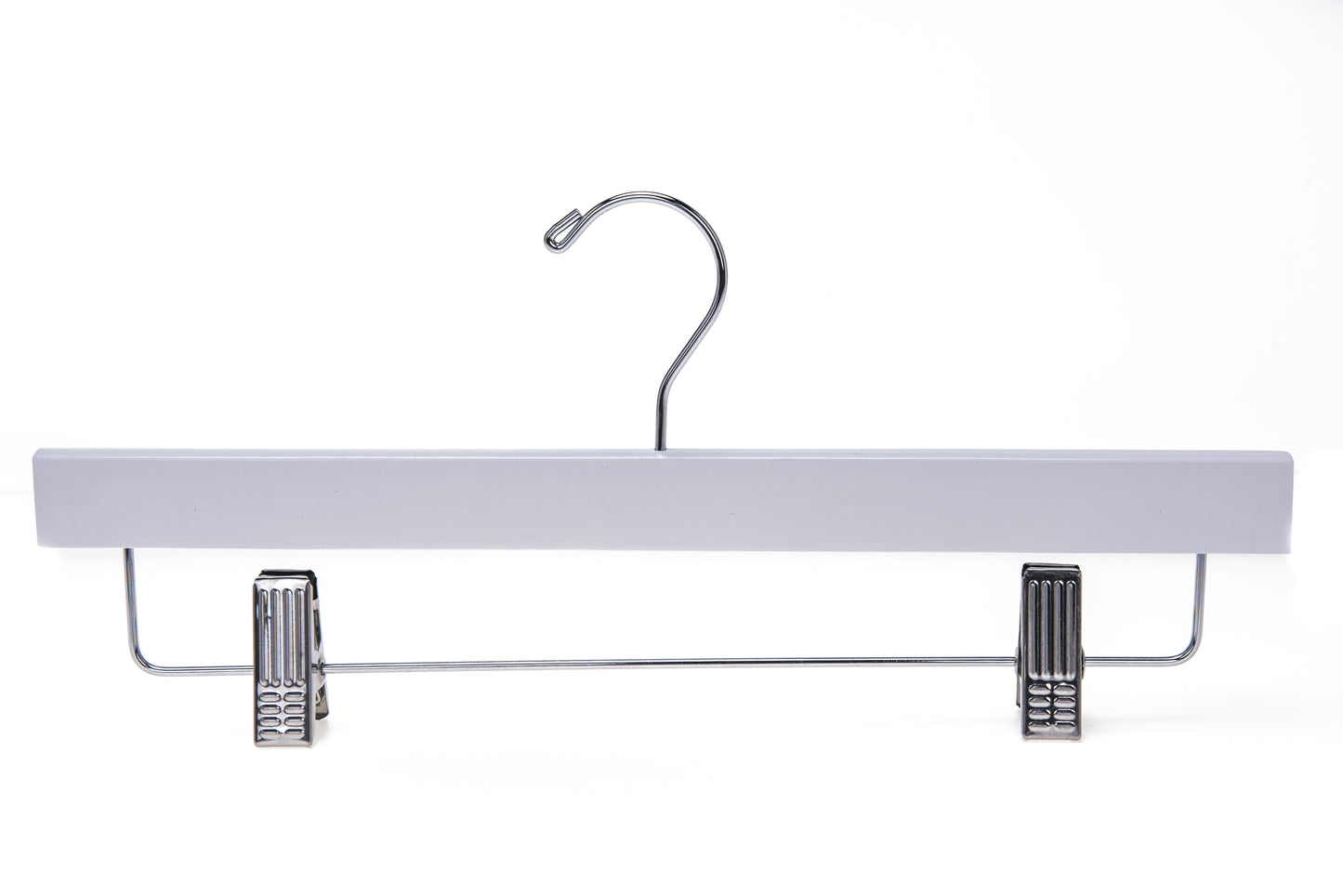 W043 - Wooden Straight Skirt Hangers, 14", White - 120 (Retail Packed)