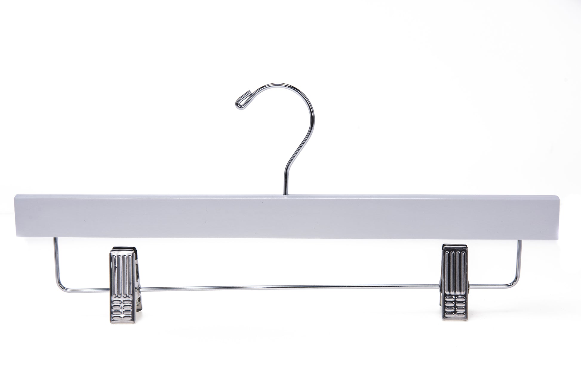 W043 - Wooden Straight Skirt Hangers, 14", White - 120 (Retail Packed)