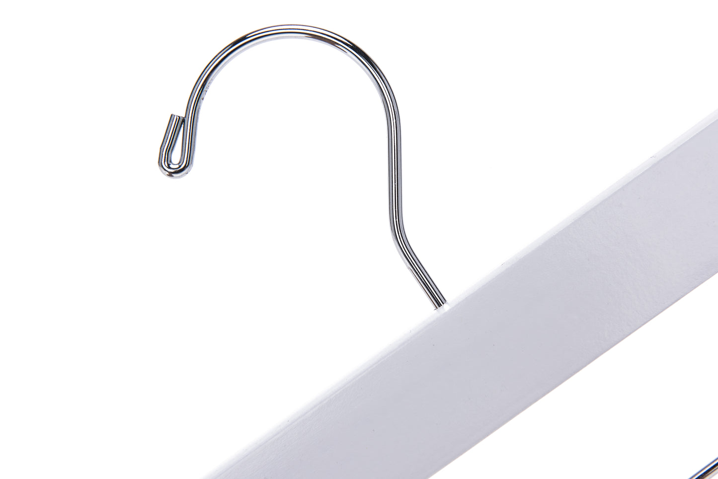 W043 - Wooden Straight Skirt Hangers, 14", White - 120 (Retail Packed)