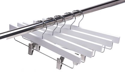 W043 - Wooden Straight Skirt Hangers, 14", White - 120 (Retail Packed)