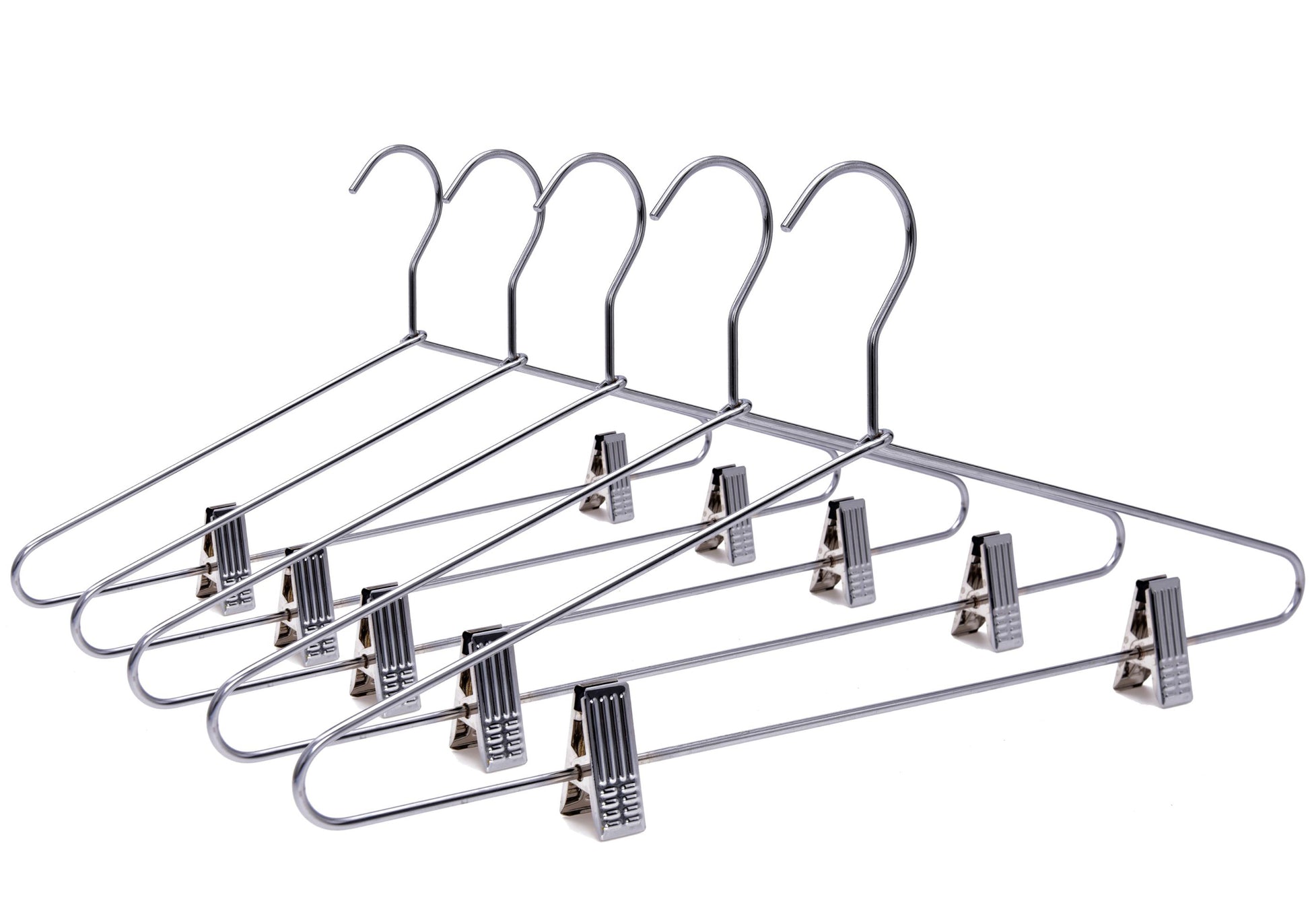 M052-10  - Heavy Duty Metal Skirt Hanger with Clips - 100 Hangers