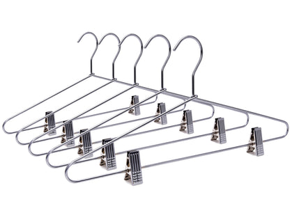 M052-10  - Heavy Duty Metal Skirt Hanger with Clips - 100 Hangers
