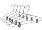 M052-10  - Heavy Duty Metal Skirt Hanger with Clips - 100 Hangers