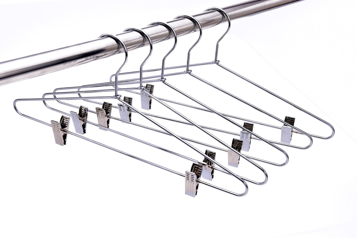 M052-10  - Heavy Duty Metal Skirt Hanger with Clips - 100 Hangers