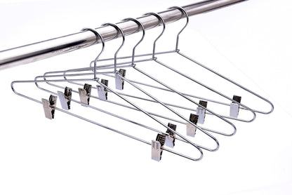 M052-10  - Heavy Duty Metal Skirt Hanger with Clips - 100 Hangers