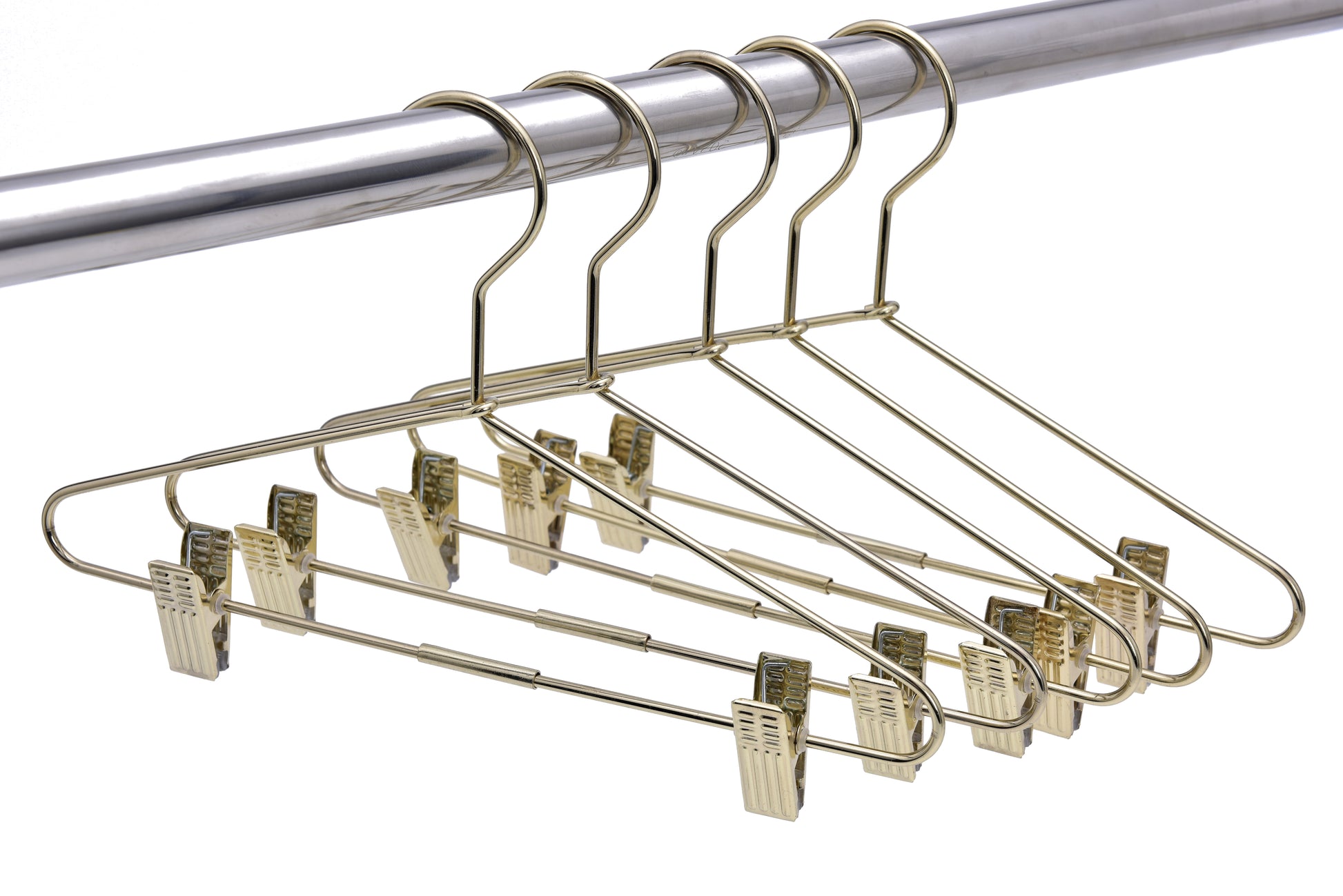 M072 - Gold Hangers Heavy Duty with Clips - 60 Hangers