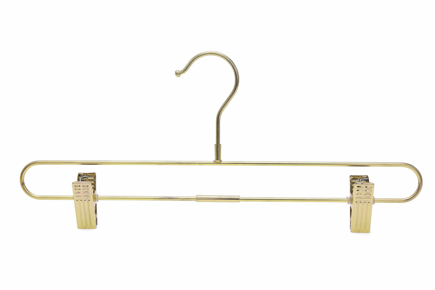 M073 - Gold Straight Hangers Heavy Duty with Clips - 100 Pcs