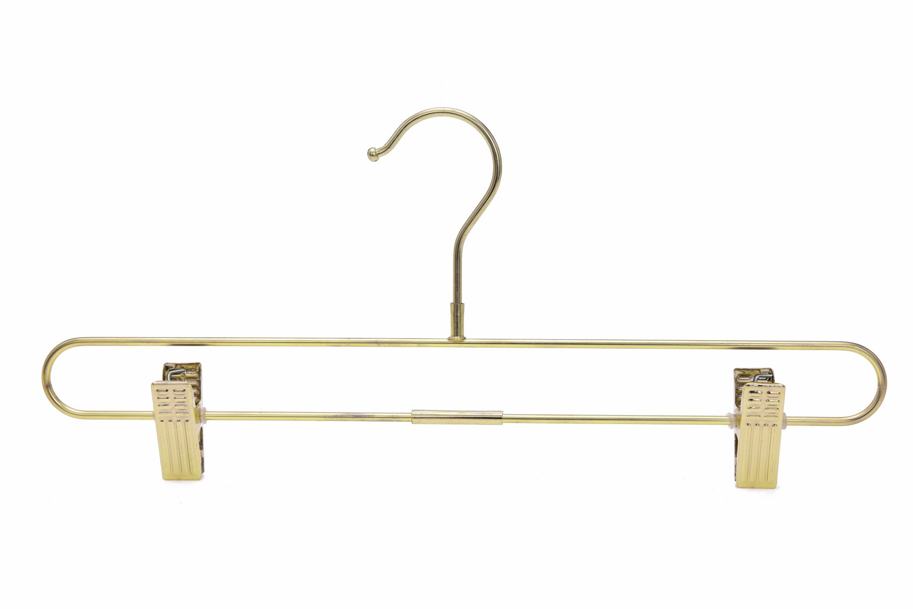 M073 - Gold Straight Hangers Heavy Duty with Clips - 100 Pcs