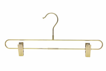 M073 - Gold Straight Hangers Heavy Duty with Clips - 100 Pcs