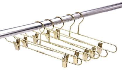 M073 - Gold Straight Hangers Heavy Duty with Clips - 100 Pcs