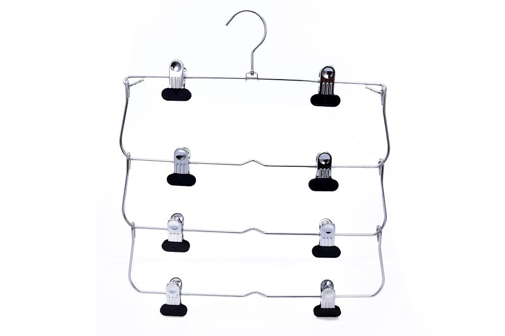 M050 - Heavy Duty 4 Tier Hanger Foldable Wide Clips - 24 pcs (Retail Packed)