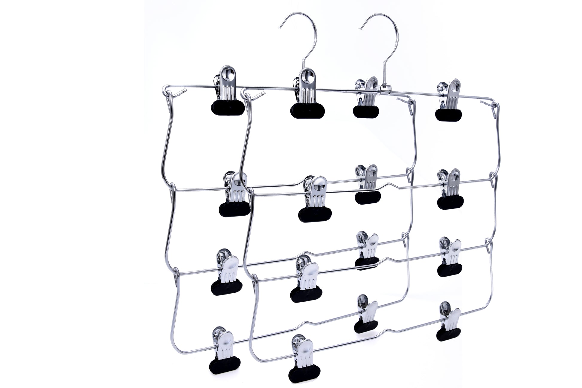 M050 - Heavy Duty 4 Tier Hanger Foldable Wide Clips - 24 pcs (Retail Packed)