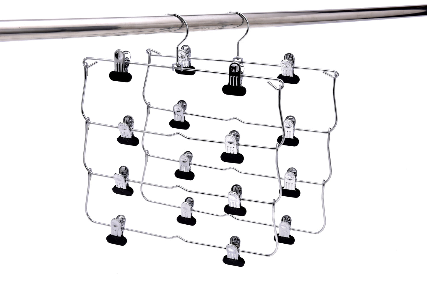M050 - Heavy Duty 4 Tier Hanger Foldable Wide Clips - 24 pcs (Retail Packed)