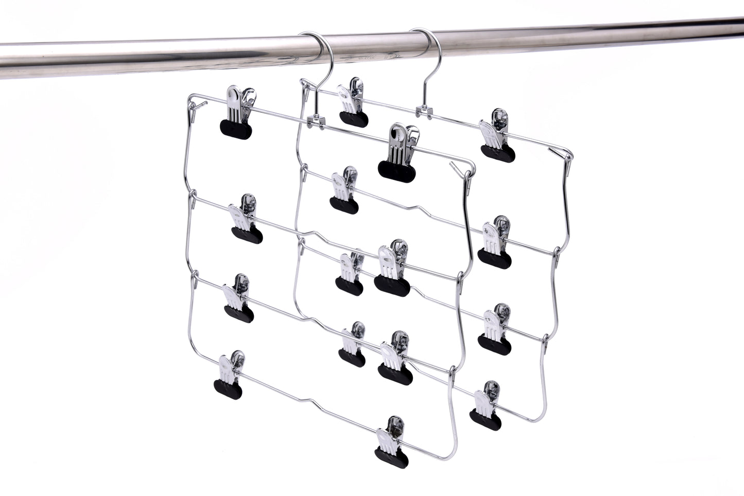 M050 - Heavy Duty 4 Tier Hanger Foldable Wide Clips - 24 pcs (Retail Packed)