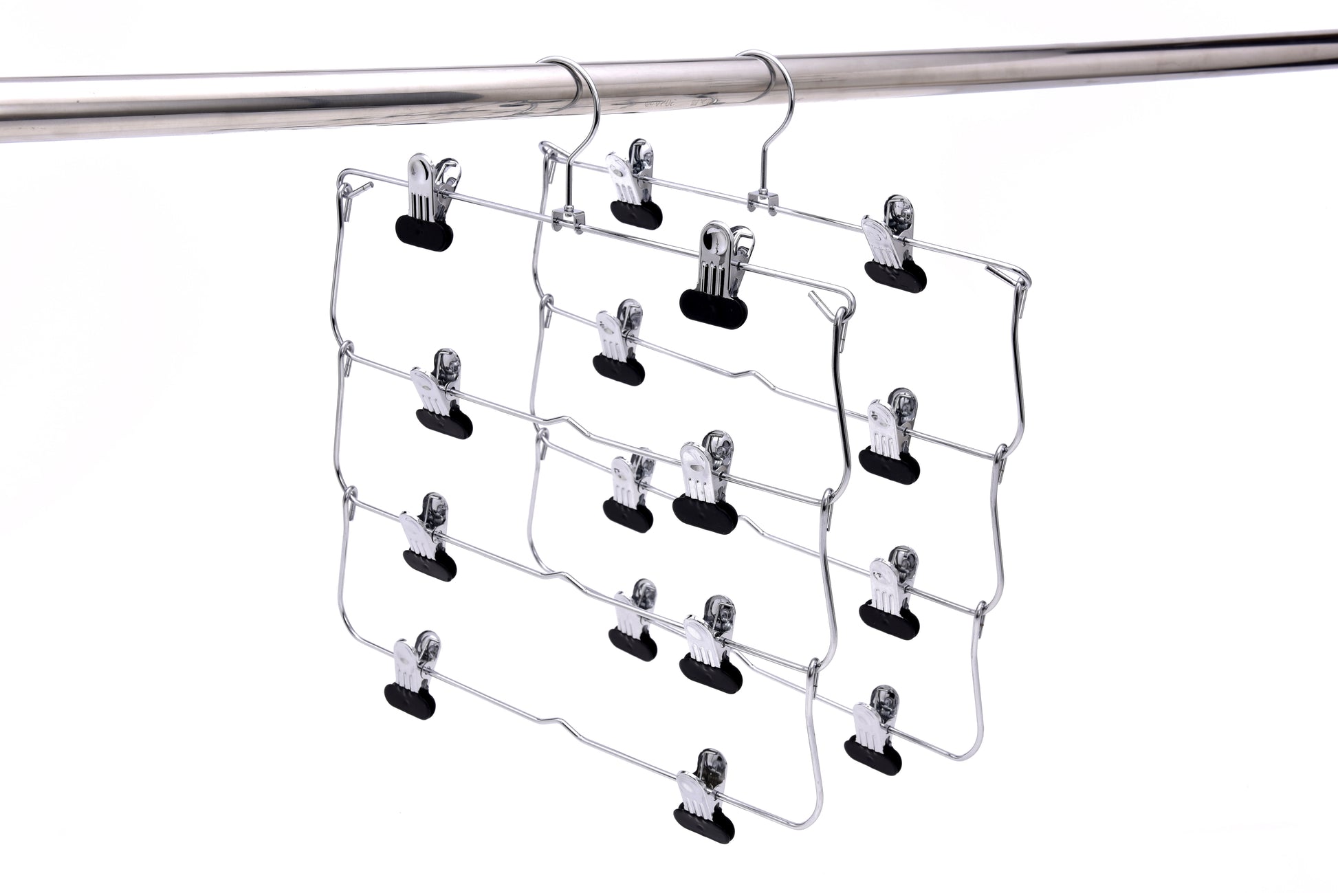 M050 - Heavy Duty 4 Tier Hanger Foldable Wide Clips - 24 pcs (Retail Packed)