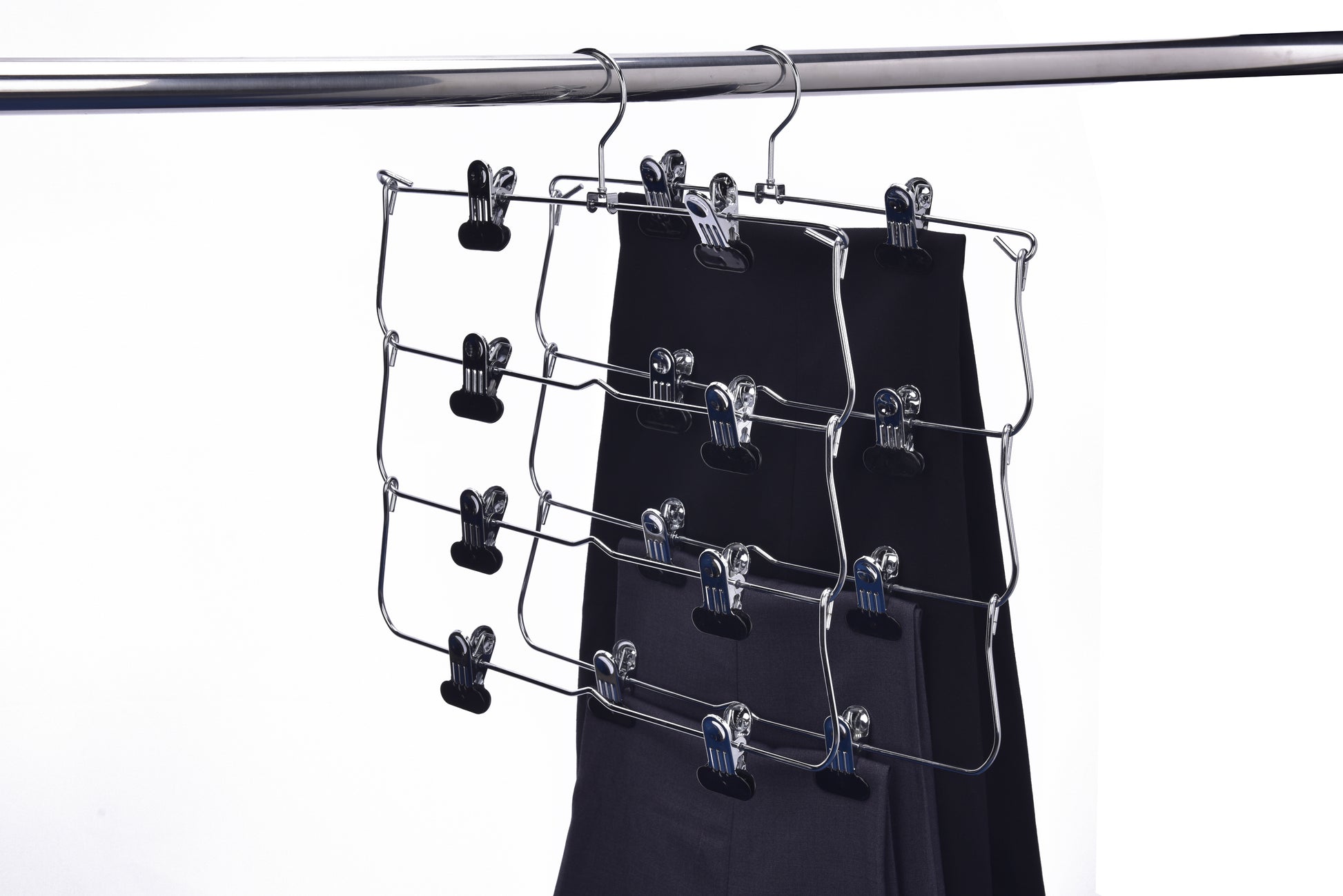 M050 - Heavy Duty 4 Tier Hanger Foldable Wide Clips - 24 pcs (Retail Packed)