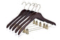 W016 - Curved Wooden Skirt Hanger 17" Walnut-Gold- 100 Hangers