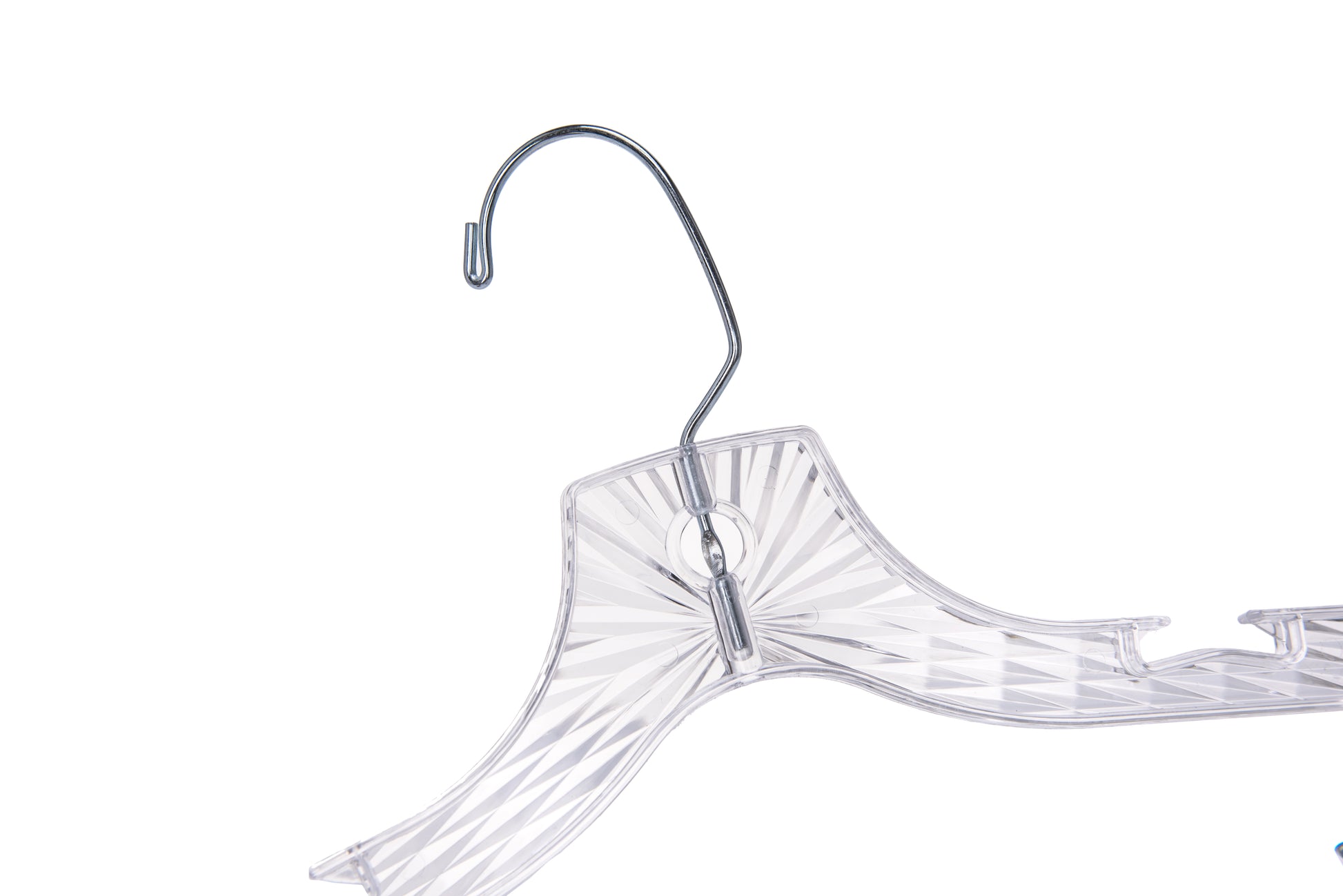 P021 - Crystal Plastic Skirt Hanger with Clips - 100 pcs (Retail Packed)