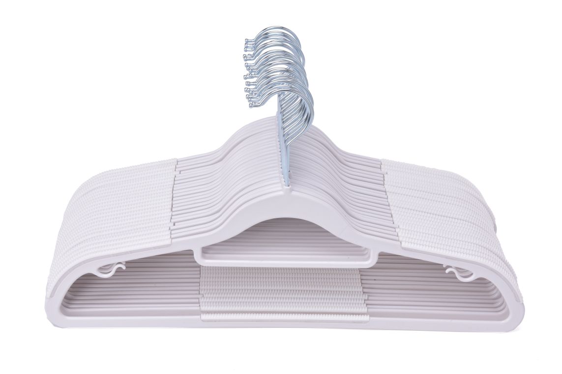PL202 - 16.5" Space saving Plastic Shirt Hangers -White -200