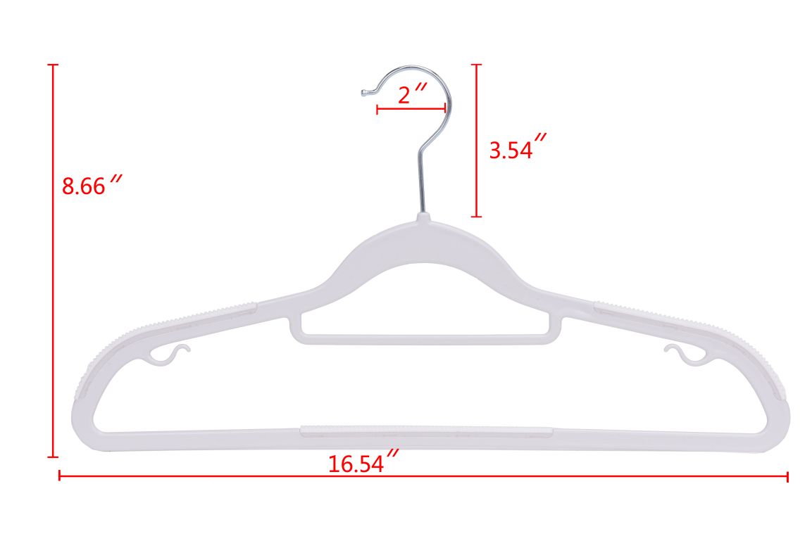 PL202 - 16.5" Space saving Plastic Shirt Hangers -White -200
