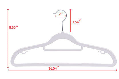 PL202 - 16.5" Space saving Plastic Shirt Hangers -White -200