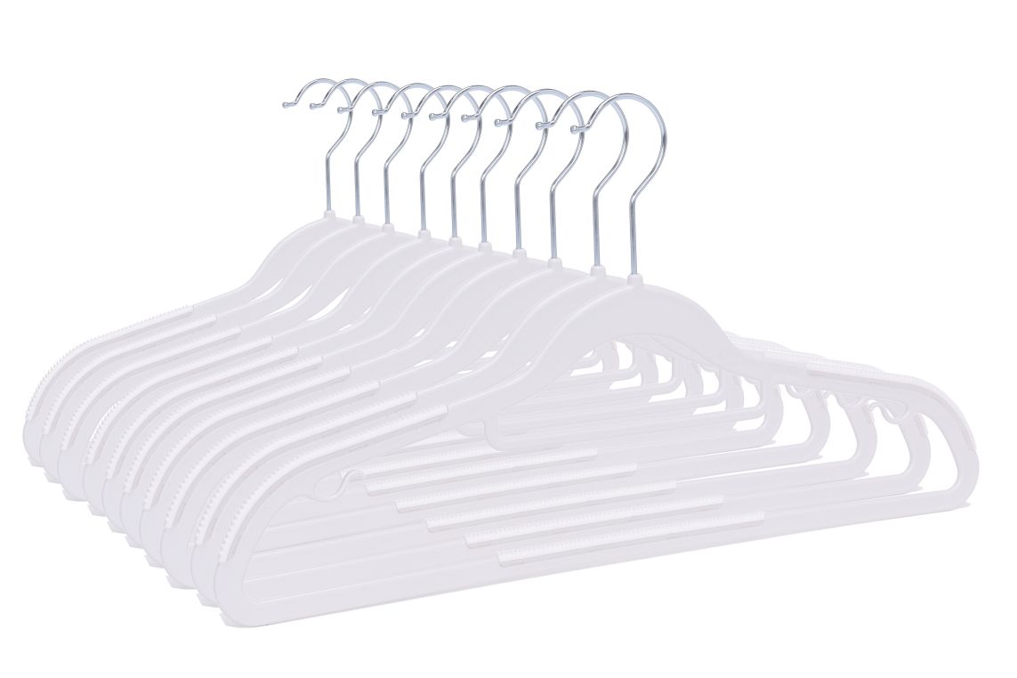 PL202 - 16.5" Space saving Plastic Shirt Hangers -White -200