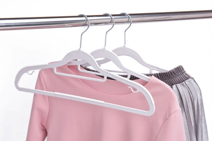 PL202 - 16.5" Space saving Plastic Shirt Hangers -White -200