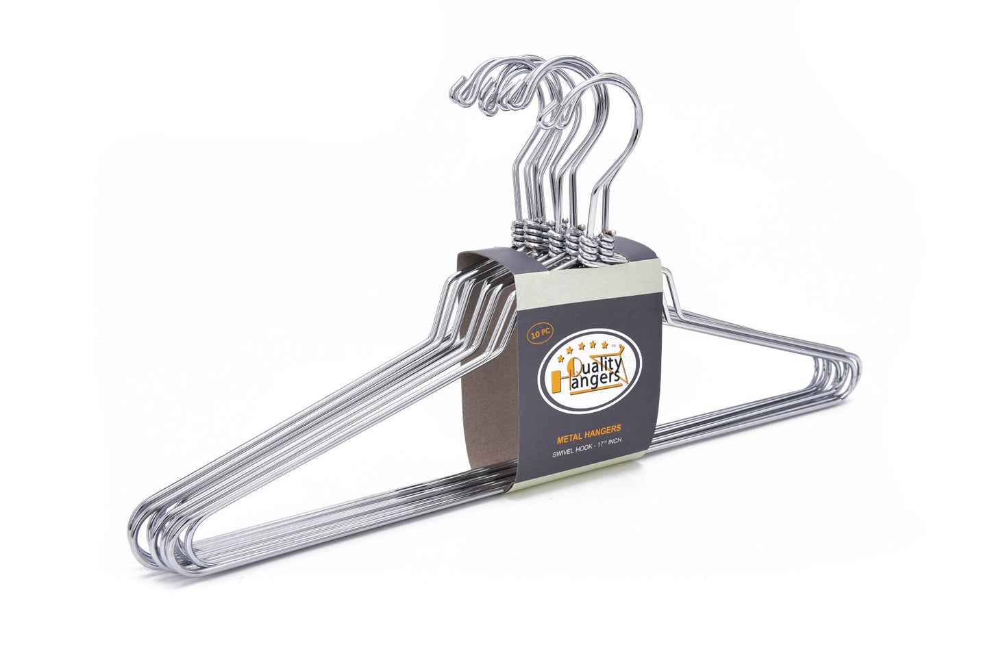 M013 - Metal Suit Hanger, Swivel Hook, 17 inch - 100 Hangers