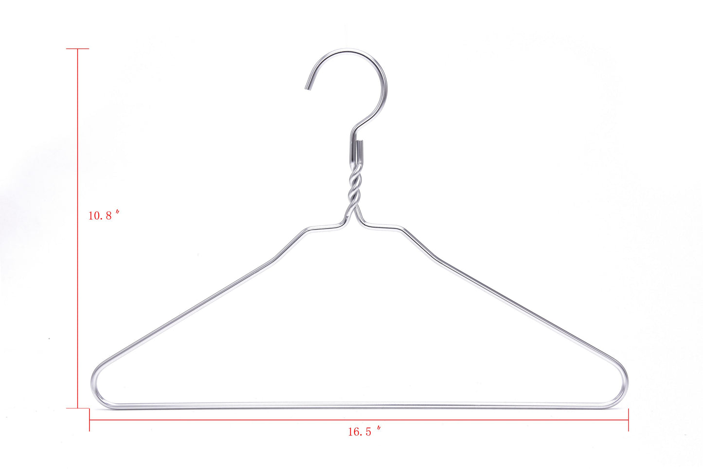 AL10 - 16.5" Silver Aluminum Hangers for Coats Suits and Shirts - 100 Hangers