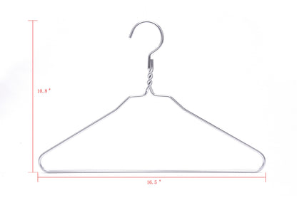 AL10 - 16.5" Silver Aluminum Hangers for Coats Suits and Shirts - 100 Hangers