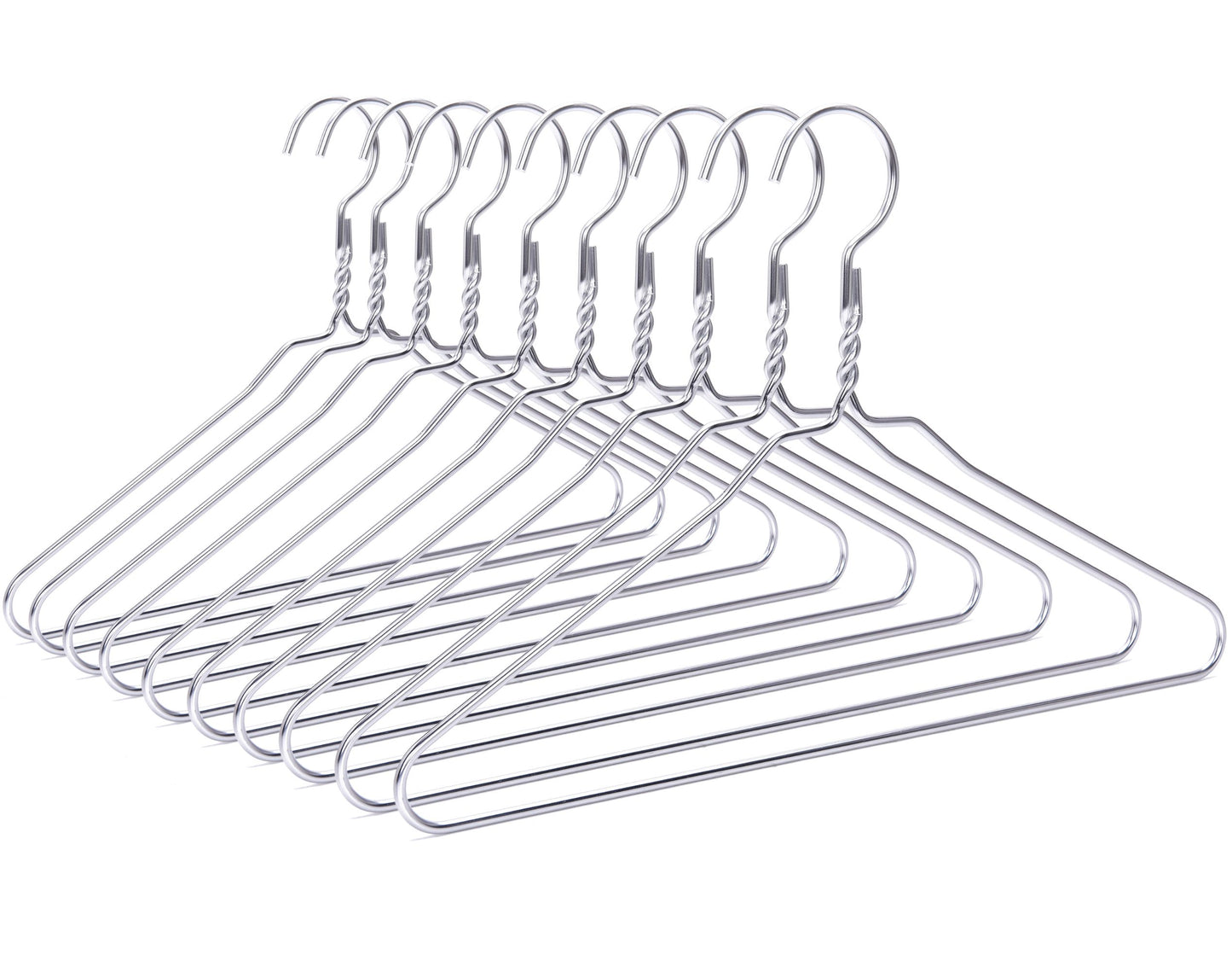 AL10 - 16.5" Silver Aluminum Hangers for Coats Suits and Shirts - 100 Hangers