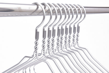AL10 - 16.5" Silver Aluminum Hangers for Coats Suits and Shirts - 100 Hangers