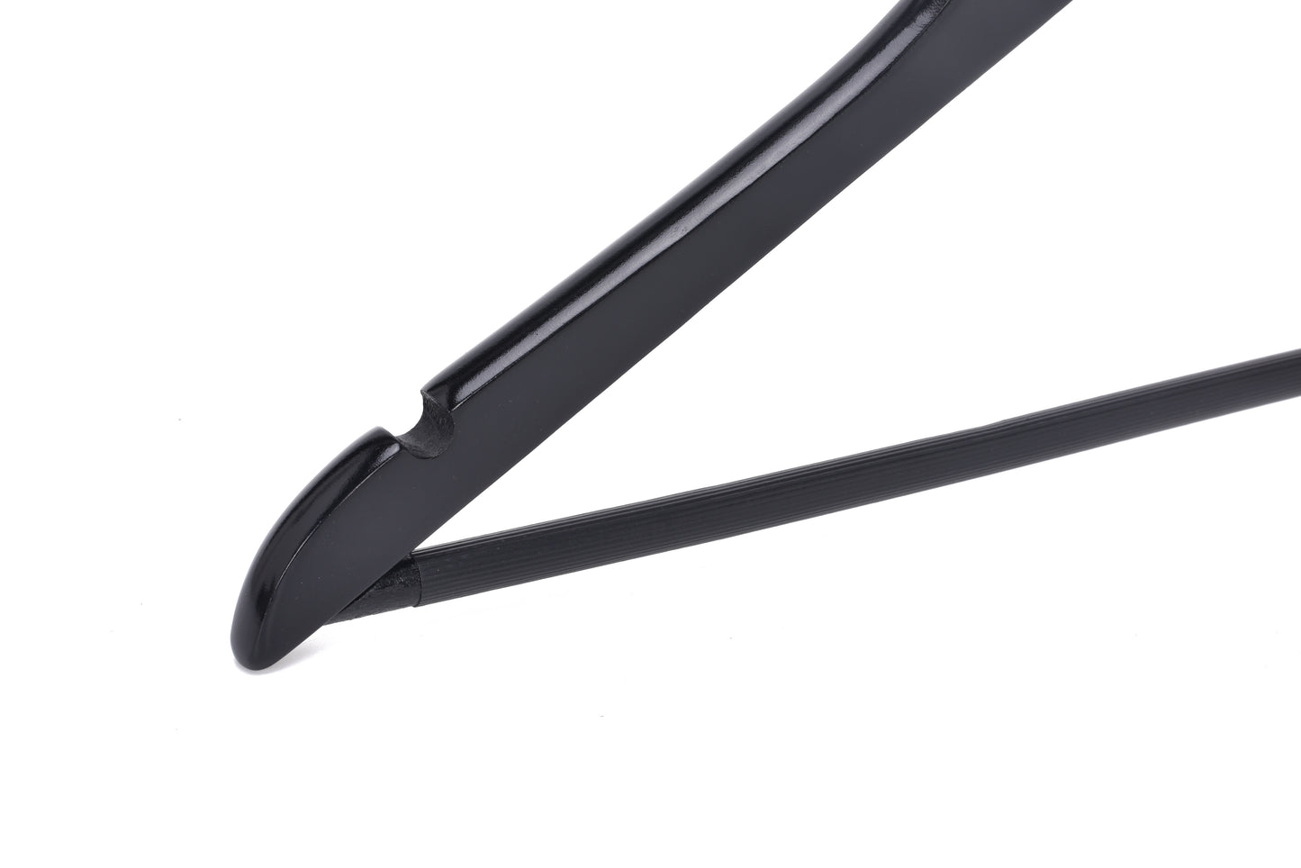 W070 - Semi Curved Wooden Hangers, 17.5" -Black/Gold Hook - 90