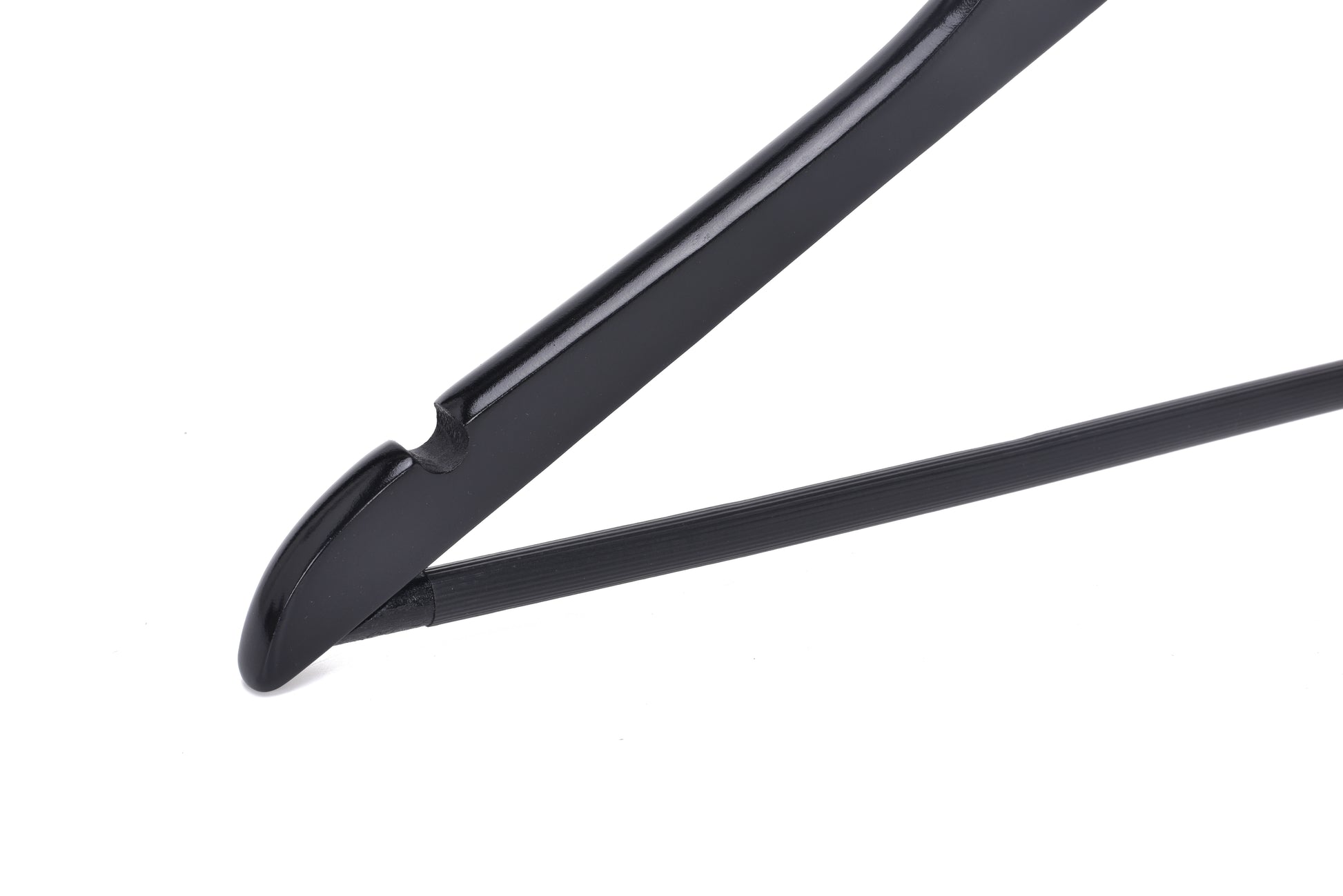 W070 - Semi Curved Wooden Hangers, 17.5" -Black/Gold Hook - 90