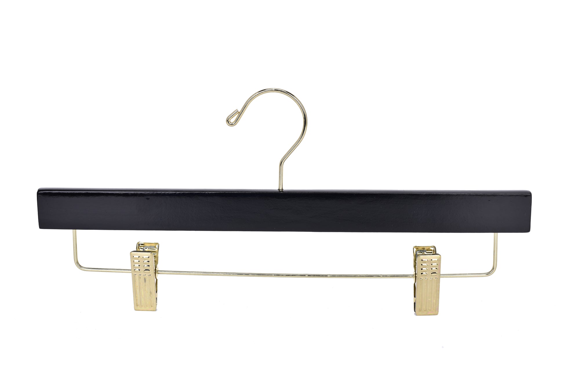 W073 - Wooden Straight Skirt Hangers - Black/Gold hook - 120