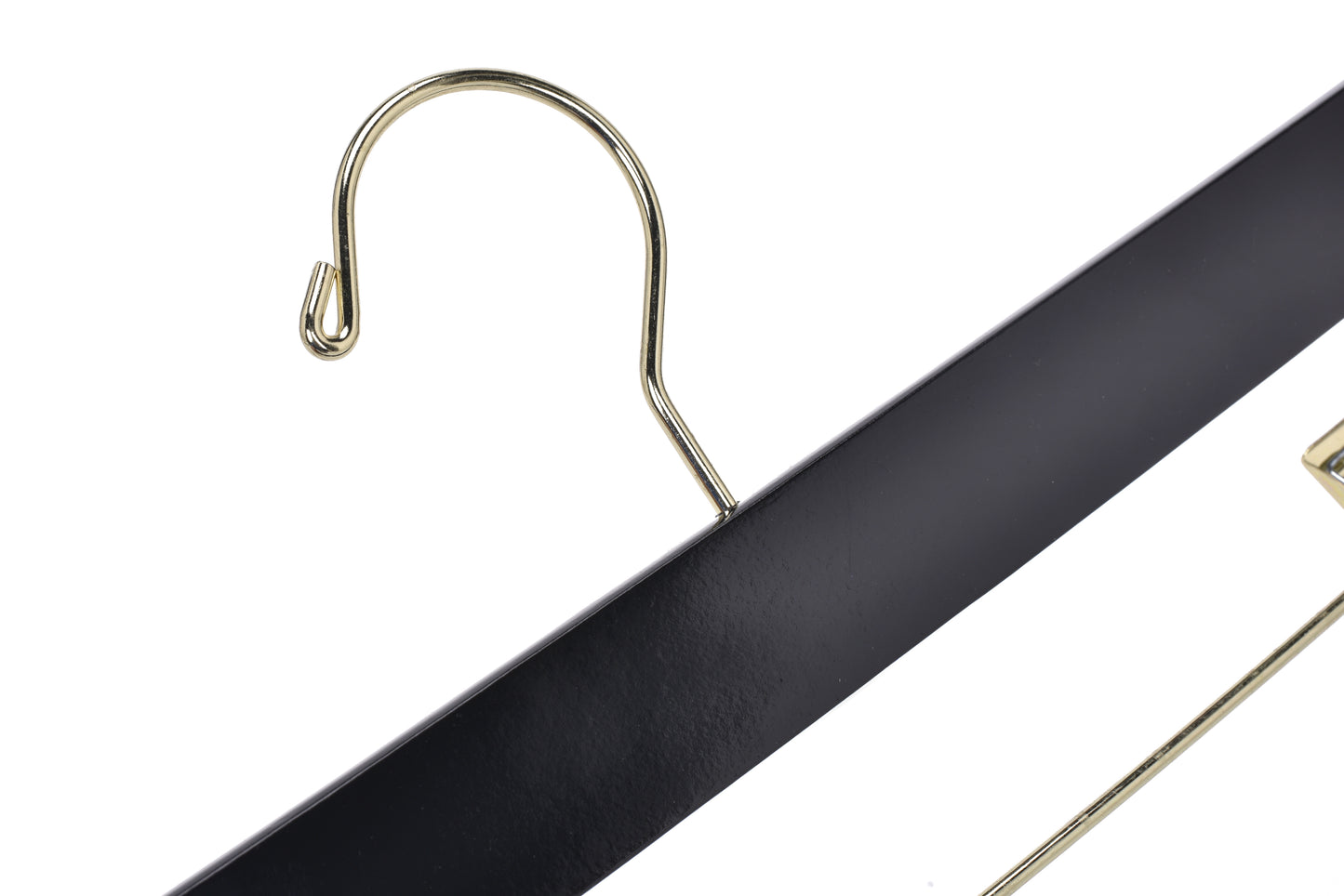 W073 - Wooden Straight Skirt Hangers - Black/Gold hook - 100